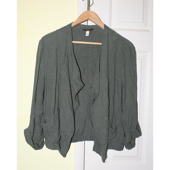 Supplies Linen Blend Cardigan Large Open front Lagenlook Pockets long sleeves - Picture 1 of 8